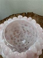 Kom - Glazen kom - met geslepen rozenkwarts edelstenen