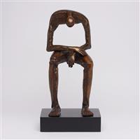 sculptuur, Modern Bronze Sculpture - Seated Bronze Sculpture - Seated Giant - Abstract Art - Bronze 