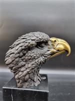 Beeld, Large Bronze Eagle Head - 21.5 cm - Brons, Marmer