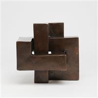 sculptuur, Very Heavy Cubist Sculpture - The Endless Knot MEDIUM - 20 cm - Brons