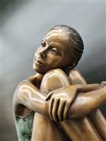 Beeld, Bronze Hand-crafted Girl - 26 cm - Brons