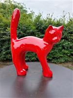 Beeld, Garden statue - Cat - Color red - 46 cm - polyresin