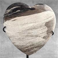 GEEN RESERVEPRIJS - Prachtig hartvormig versteend hout op standaard - Gefossiliseerd hout - Petrifie