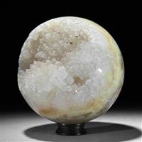 GEEN MINIMUMPRIJS - Mooie kristalkwarts Bol met spike op een aangepaste standaard- 1800 g - (1)