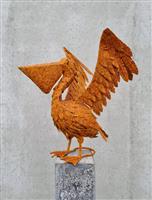 Beeldje - XL Pelican statue - IJzer (gesmeed)