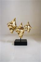 sculptuur, NO RESERVE PRICE - Bronze sculpture of a Manta Ray family - 22 cm - Brons