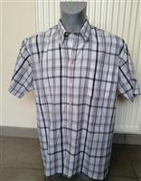 Wit Herenhemd met Ongelijk Ruitenmotief Large