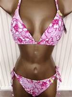 Roze Bikini met Wit en Fuchsia - Med en Large