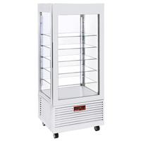 Vitrine 4 zijden t&amp;#176; positief, 5 niveaus in glas, geventileerd, 480 lit., wit | Diamond | IN