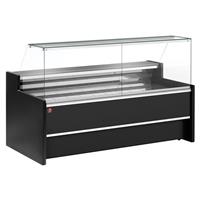 Geventileerde gekoelde vitrinetoonbank- met recht frontglas 90&amp;#176; met reserve - zwart | Diamo