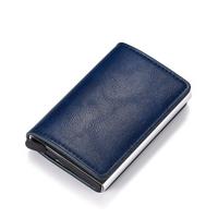Portemonnee met RFID-creditcardhouder - Vintage leren aluminium etui met geldclip