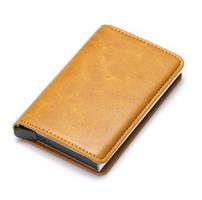 Portemonnee met RFID-creditcardhouder - Vintage leren aluminium etui met geldclip