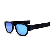 Nieuwigheid opvouwbare zonnebril met opbergdoos - gepolariseerde spiegelglazen klap polsband tinten