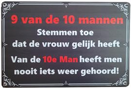 9 van de 10 mannen reclamebord