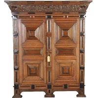 Gelderse kussenkast op slofpoten in eiken met ingelegd met ebbenhout o.a. een hartje [No.502741),