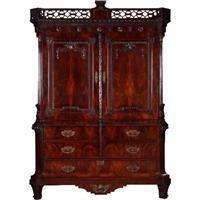 Garderobe kast of kapstok met deuren roede met haken en roede Hollands kabinet ca. 1790 [No;680121)