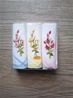 Set 3 Vintage Geborduurde Dames Zakdoekjes