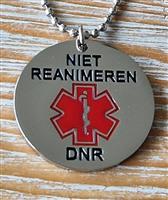 Ronde DNR hanger niet reanimeren, zilverkleurig,