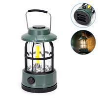 Camping LEDlamp op batterijen (exclusief) - tentlamp warmwit groen - dimbare noodlamp met handvat