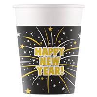 Midnight Happy New Years Flares Fsc Paper Cups 200Ml (Wm) 8St