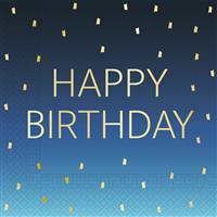 Golden Happy Birthday Blue Fsc Two Ply Paper Napkins 33X33Cm 20St