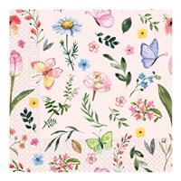 3 Ply Paper Napkins Three Ply Paper Napkins 33X33Cm Pink Butterfly 20St