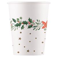 Christmas Holly Wreath Fsc Paper Cups 200Ml (Wm) 8St
