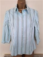 Zacht Turquoise Getailleerde Blouse met Strepen