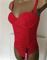 Doorzichtig Rood Torselet met String 70D en 75C