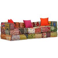 vidaXL Poef driezits modulair stof patchwork