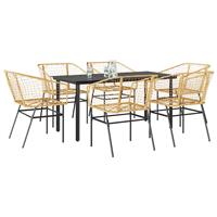 vidaXL 7-delige Tuinset poly rattan glas bruin