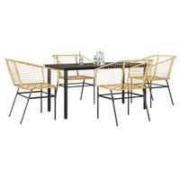 vidaXL 5-delige Tuinset poly rattan glas bruin