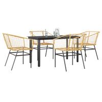 vidaXL 5-delige Tuinset poly rattan glas bruin