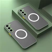 Matte Magnetisch Hoesje voor Samsung Galaxy S22 - Draadloos Opladen Cover - Groen