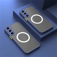 Matte Magnetisch Hoesje voor Samsung Galaxy S21 Plus - Draadloos Opladen Cover - Blauw
