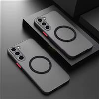 Matte Magnetisch Hoesje voor Samsung Galaxy S22 Ultra - Draadloos Opladen Cover - Zwart