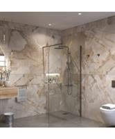 Sanivo Inloopdouche Ronde Hoek Glas 8mm Nano Coating Gunmetal Profiel met Stang (Alle Maten)