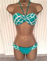 Vintage Groene Bandeau Bikini met Glitter