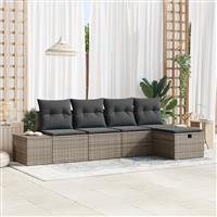 vidaXL Tuin Sofa Set met kussen 5 pcs Grijs 55 x 62 x 69 cm Poly riet