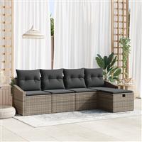 vidaXL Tuin Sofa Set 5 pcs Grijs 233 x 117 x 85 cm Poly riet