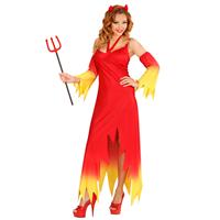 Halloween Jurk Rood Geel Dames Duivel