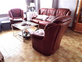Lederen salon 3 zit + 2x 1 zit