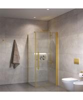 Douchecabine Sanivo Suno Helder Glas Met Geborsteld Messing Goud Profiel (Alle Maten)
