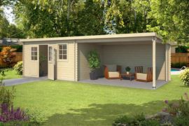 Blokhut met overkapping Aida 760x275  vuren