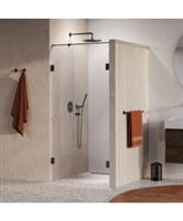 BRAUER Void Carving nisdeur 2-delig helder glas 90x200 omkeerbaar met draaideur 60 aan muur incl. gl