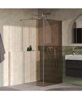 BRAUER Oblivion inloopdouche brons glas 100x200 met zijwand 30 incl. glascoating PVD RVS-kleurig geb