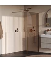 BRAUER Oblivion inloopdouche brons glas 100x200 met zijwand 30 incl. glascoating PVD koper geborstel