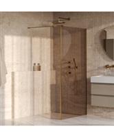 BRAUER Oblivion inloopdouche brons glas 100x200 met zijwand 30 incl. glascoating PVD goud geborsteld