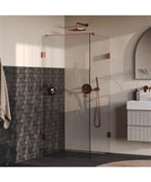 BRAUER Void Carving douchecabine met draaideur helder glas 90x90x200 incl. glascoating PVD koper geb