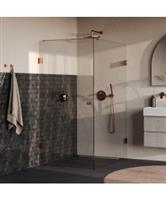 BRAUER Void Carving douchecabine met draaideur helder glas 90x140x200 incl. glascoating PVD koper ge